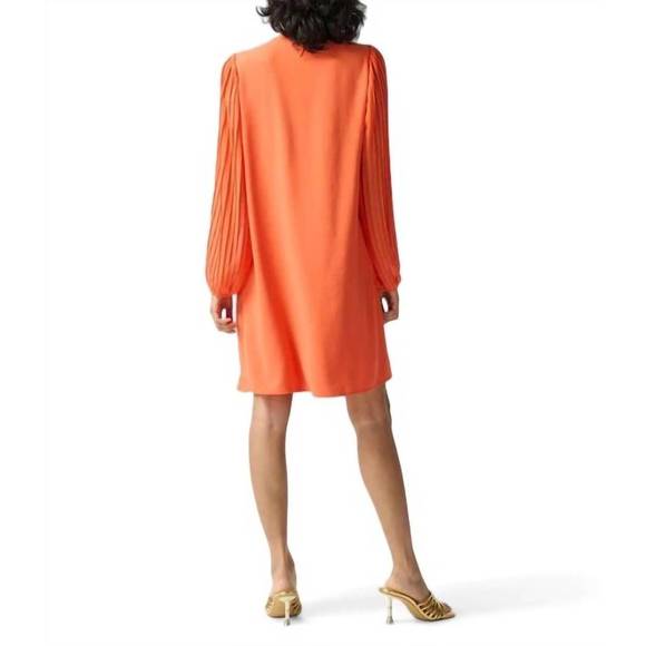 NEW JOSEPH RIBKOFF pleated sleeve dress in orange - Picture 2 of 3